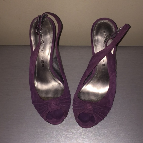 Marc Fisher Purple Suede Slingback Pumps - Picture 2 of 6